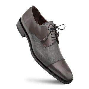 Mezlan Soka Grey Cap Toe Leather Lace Up Dress Shoe